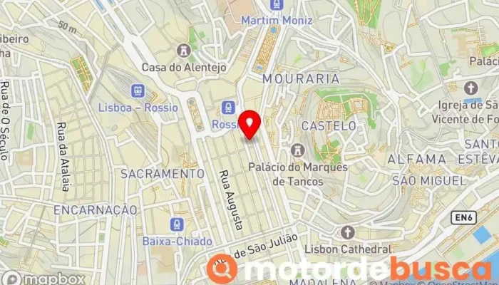 mapa de Homeopática Santa Justa Parafarmácia, Centro de saúde e beleza, Loja de produtos naturais, Loja de medicamentos fitoterápicos, Loja de vitaminas e suplementos em Lisboa